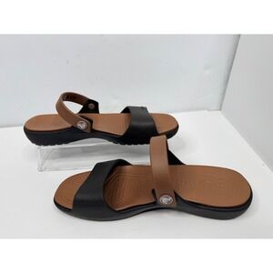 Crocs Sandals Women's 9 Brown Black Comfort 2 Strap Slingback Casual Shoes